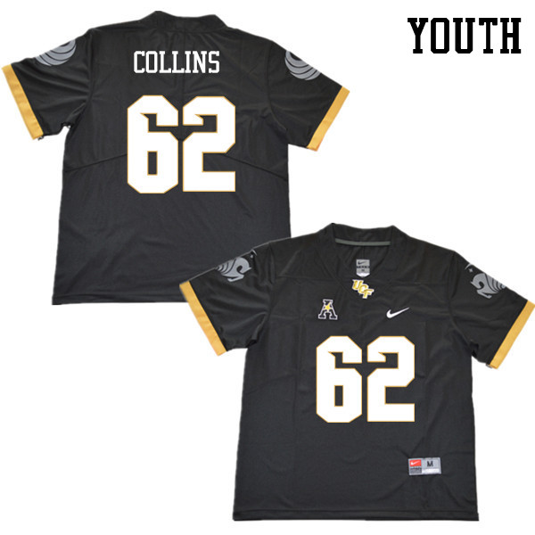 Youth #62 Edward Collins UCF Knights College Football Jerseys Sale-Black